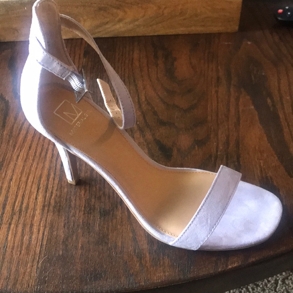 Lavender suede heels.